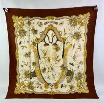 HERMES silk scarf Ingrid depicting butterflies and dragonflies and other insects