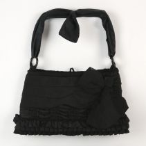 JAMIN PUECH A black silk ruffled and pleated evening bag in a black dust bag. RRP £300 (33cm x