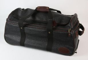 MULBERRY A black and cognac Scotchgrain leather Albany Duffle bag on wheels with retractable