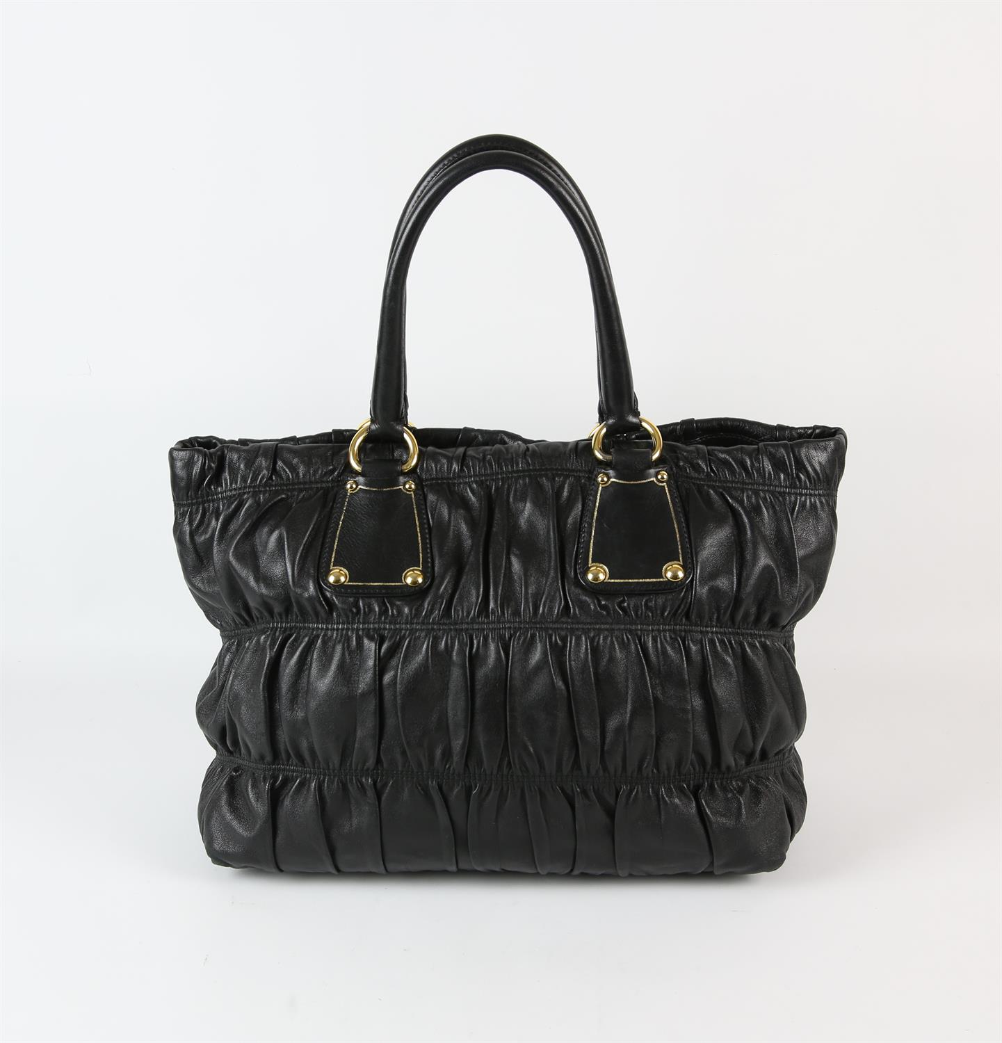 PRADA black nappa lambskin GAUFRE leather bag with gold coloured hardware with authenticity card - Bild 3 aus 5