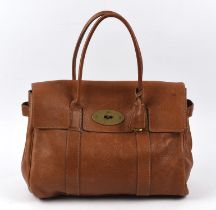 ADDENDUM DESCRIPTION : MULBERRY Bayswater handbag in oak brown leather with 2 keys,