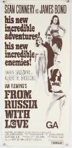 James Bond From Russia with Love (1970's) New Zealand Daybill film poster, rolled, 13 x 28 inches.