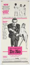 James Bond Dr. No (1970's) Australian Daybill film poster, starring Sean Connery, folded,