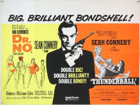 James Bond Dr. No / Thunderball (1972) British Quad double bill film poster, starring Sean Connery,