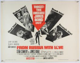 James Bond From Russia with Love (1964) US Half Sheet film poster, starring Sean Connery, folded,