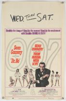 James Bond Dr. No / From Russia with Love (R-1965) US Window card, featuring Sean Connery, flat,