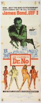 James Bond Dr. No (1962) US Insert film poster, starring Sean Connery, folded, 14 x 36 inches.