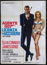 James Bond Dr. No (R-1970's) Italian 2 Foglio film poster, starring Sean Connery and Ursula Andress,