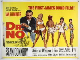 James Bond Dr. No (1962) British Quad film poster for the first James Bond film, illustration by