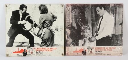 James Bond From Russia with Love - Two Swiss Lobby cards, on card, 10 x 11.5 inches (2).