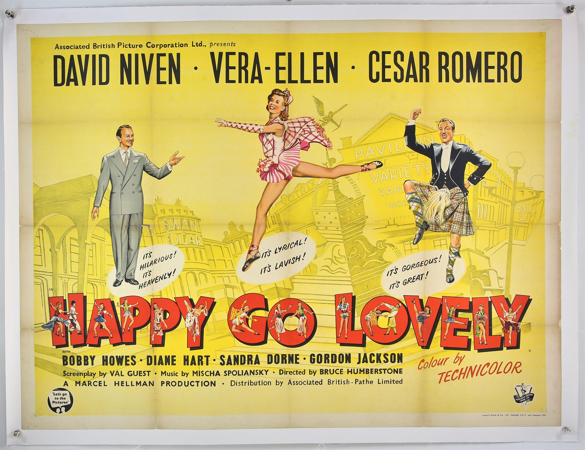 Happy Go Lovely (1951) British Quad film poster, starring David Niven, linen backed, 30 x 40 inches.