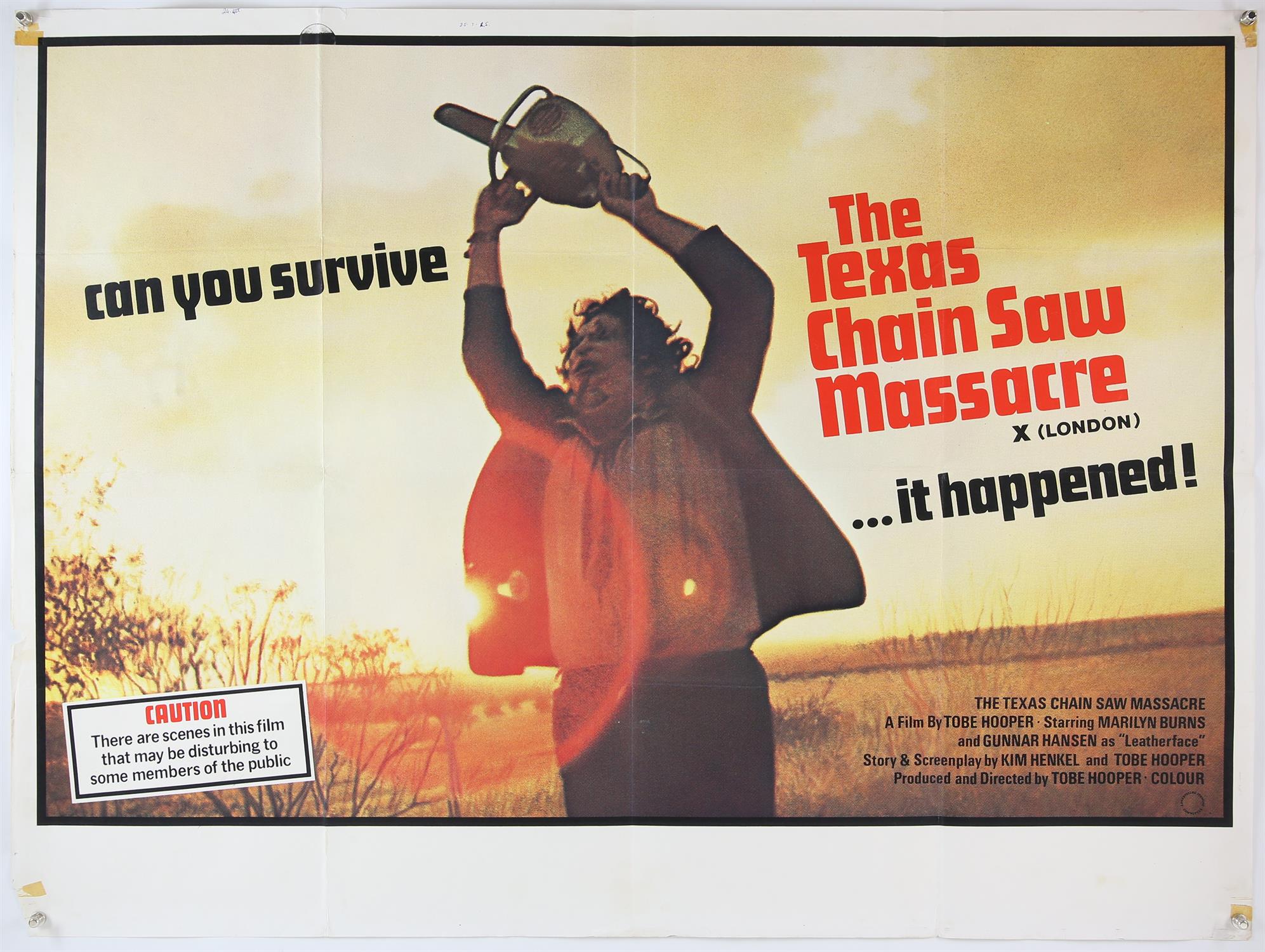 The Texas Chainsaw Massacre (1976) British Quad film poster, 'X London' version starring