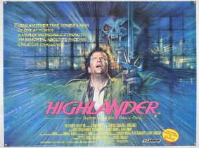 Highlander (1986) British Quad film poster, signed by Brian Bysouth, starring Christopher Lambert,