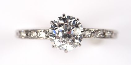 Single stone diamond ring, old European cut diamond weighing an estimated 1.20 carats,