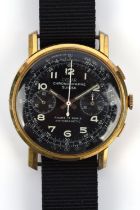 A Cyclar Chrongraphe Suisse wristwatch, the signed black dial with outer telemetre scale,
