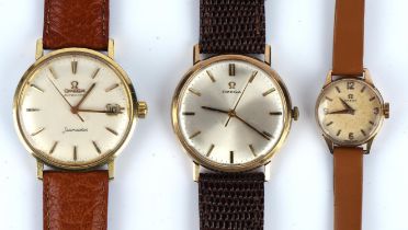 Omega a Ladies Gold wristwatch, the signed dial with baton hour markers,fitted with a calibre 245