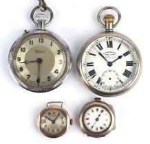 Rotherhams pocket watch, Legrov pocket watch silver cigarette case, 9 ct watch and silver