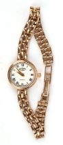 Rotary wristwatch, 18mm white dial with Roman numerals, quartz movement, in a 9 ct gold case and