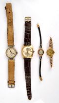 A 1920's Ladies Gold cased wristwatch, the unsigned dial with Arabic numeral hour markers,