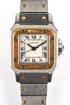 Cartier a Ladies Santos Galbee wristwatch, the signed dial,Roman numeral hour markers surmounting a