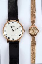 Accurist, A Ladies gold wristwatch,the signed dial with baton and Roman numeral hour markers,