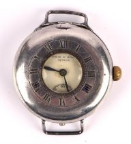 Weir and Sons Dublin, A half hunter style wristwatch,the signed dial with Arabic numeral hour