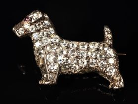 Diamond Sealyham terrier brooch, set with old and rose cut diamonds, estimated total diamond weight