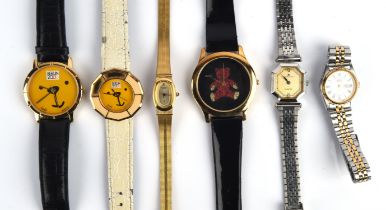 Two millennium commemorative wristwatches marked 'Berlin 2000' and four other fashion watches.(6)
