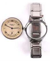 J.W Benson A gentleman's Stainless steel wrist watch the signed silvered dial with Roman numeral