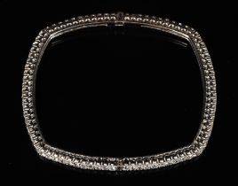 Contemporary diamond bangle, square shaped bangle claw set with 86 round brilliant diamonds,