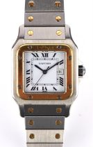 Cartier a Gentleman's Santos Galbee wristwatch, the signed dial with date at three,