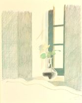 David Hockney RA (b. 1937) ‘Le Nid du Duc’ Rose in a vase by a window, lithograph, titled,