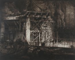 Sir Frank Brangwyn (British 1867-1956). Bridge Builders, etching, signed in pencil lower right,