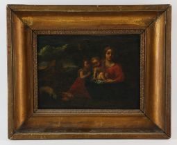 Italian School (probably 17th century), The Virgin with Christ and an infant St John, oil on panel,