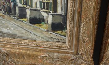 H. Ten Hoven (Dutch, 1901-1978), Dutch street scenes, a pair, oil on canvas, both signed,