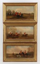 Rudolf Stone (British 1838-1914), Hunting scenes, three, oil on panel, all signed,