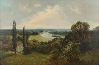 J. Lewis (19th century), View over a river landscape, possibly the Thames from Richmond Park,