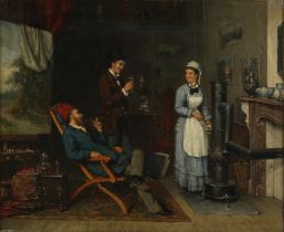 Herman Jacob van der Voort (Dutch 1847-1902). A toast in the artist's studio, oil on canvas,