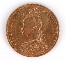 Full sovereign, dated 1887 with Victoria bust and St George and the Dragon reverse, Melbourne mint