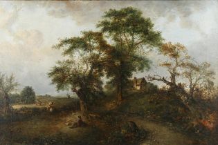 Edward Robert Smythe (1810-1899), Wooded landscape, oil on canvas, signed lower left, 50 x 75cm.