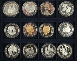 Royal Mint, a boxed set of twelve silver gilt coins commemorating the Queen's 80th Birthday,