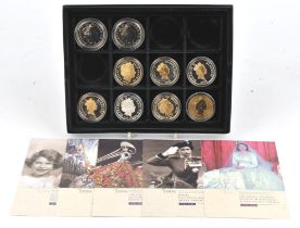 A collection of nine proof and uncirculated British and other coins comprising Australia bronze $5