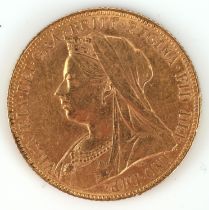 Full Sovereign, dated 1900 with veiled Victoria bust and St George and the Dragon reverse,