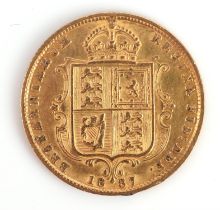 Half sovereign, dated 1887, Victoria bust with shield reverse, London mint