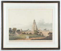 After Henry Salt (1780-1827), Pagoda at Tanjore; A view within the Port of Monghyr,