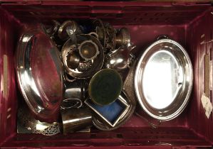 Mixed silver plated wares including entree dishes and a modern pair of candlesticks Charity lot -