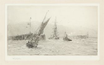 William Lionel Wyllie (British 1851-1931), Dover, etching, signed in pencil, 11.5 x 19.5cm.