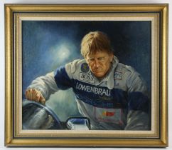 § Alan Fearnley (British b.1942), An original oil painting of Derek Bell - The racing driver