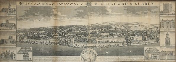 John Harris (c.1686-c.1740), The South West Prospect of Guildford in Surrey, engraving,