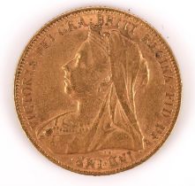 Full sovereign, dated 1900, with Victoria bust and St George and the Dragon reverse